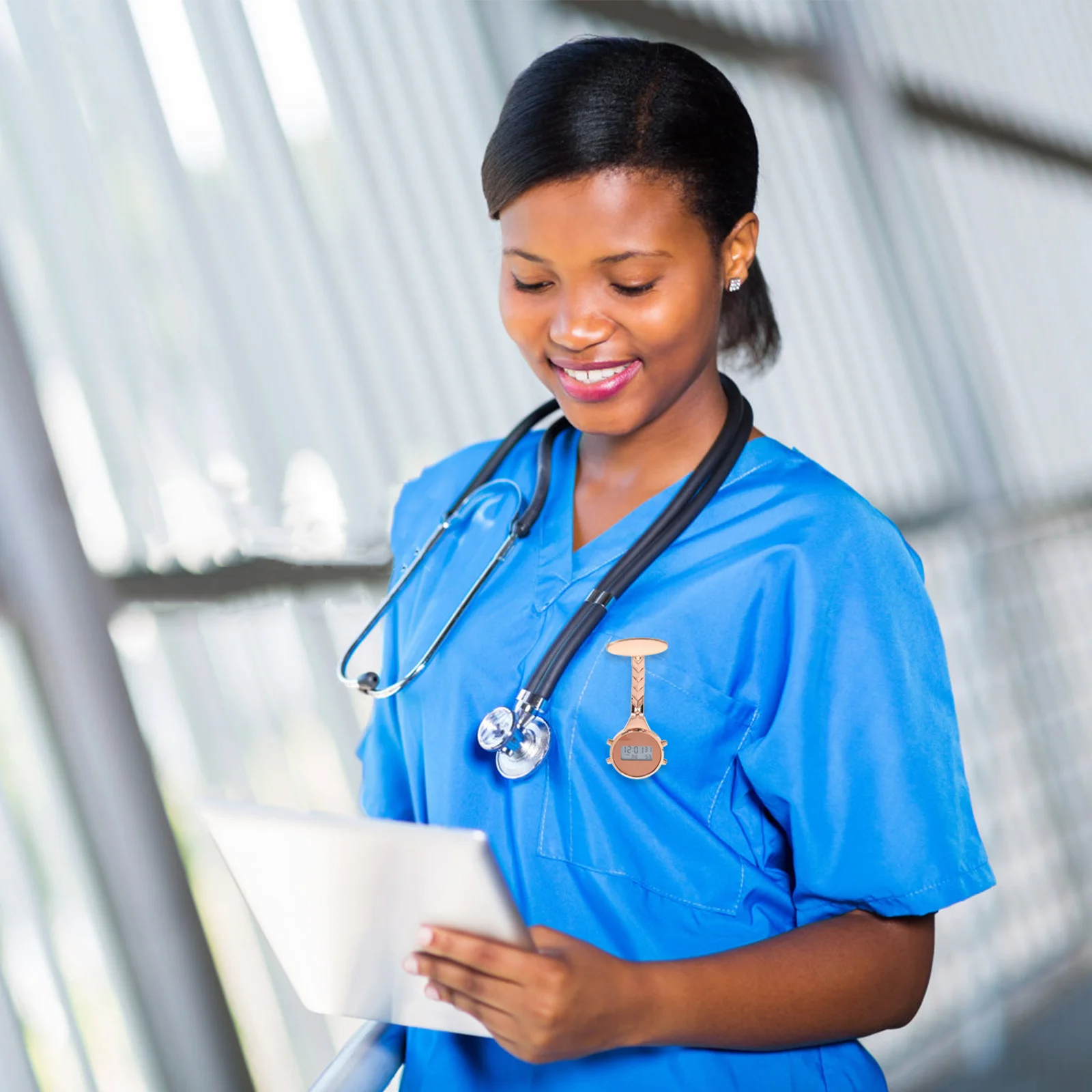 Electronic Nurse Watch Digital Lapel Pin Badge Fob Watch For Women Doctor Nursing Uniform Portable Alloy Timepiece Health Care