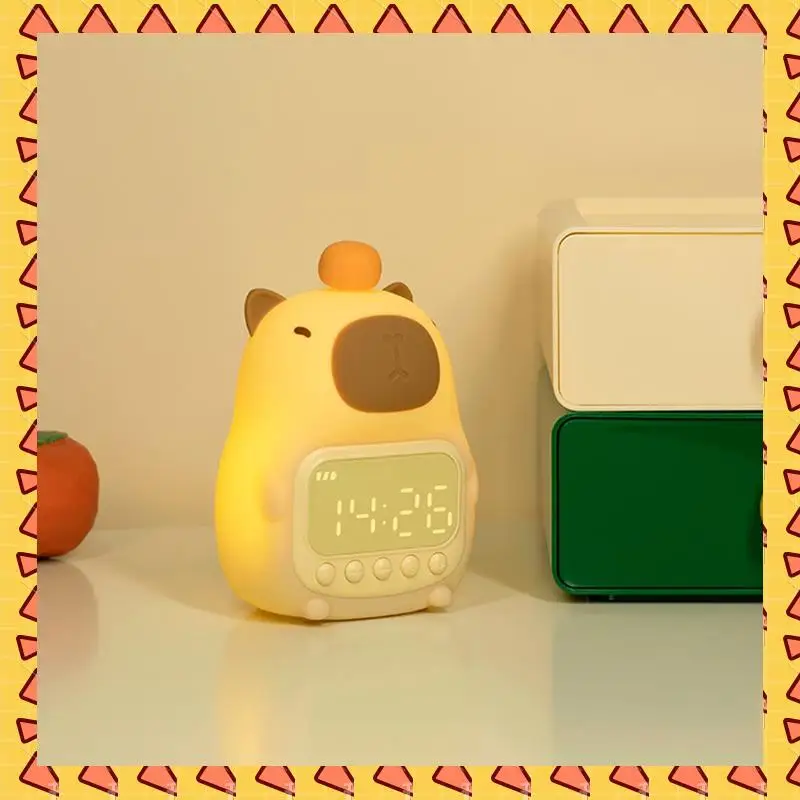 

A008 Silicone Animal Night Light With Digital Clock, Night Light Rechargeable Tabletop Decoration Lamp,Capybara Lamp