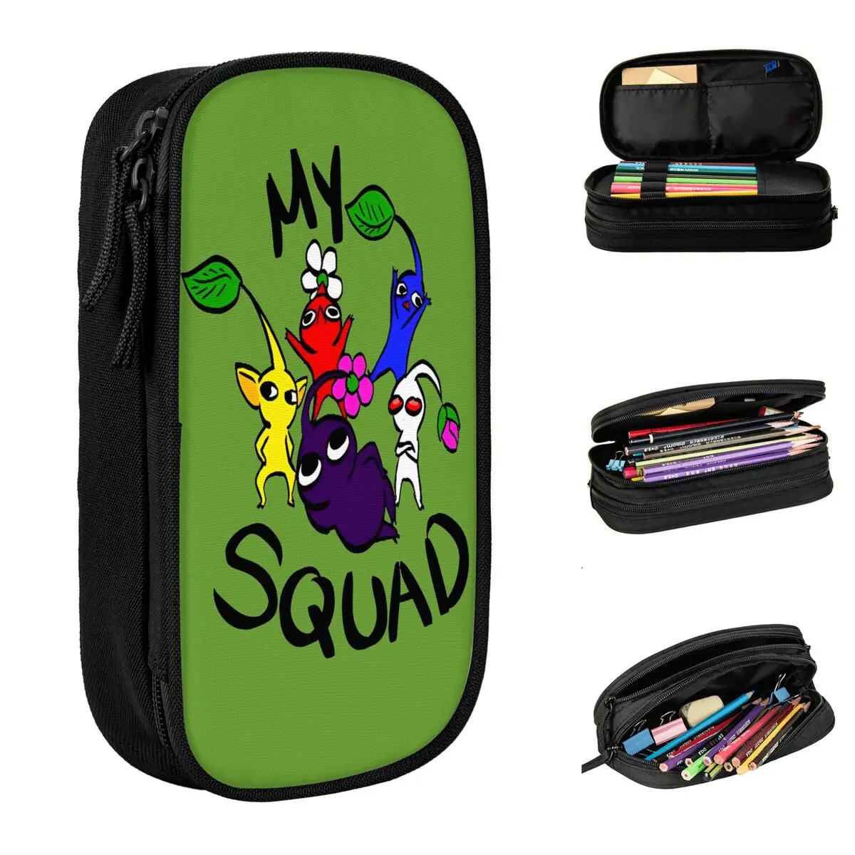 Trousse à crayons My Squad Pikmin pour enfants, grand sac de rangement, porte-stylo de dessin animé, jeu vidéo, cadeau scolaire pour étudiants, garçons et filles, nouveau