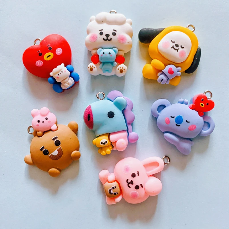 10PCs Cute Animal Cartoon Koala Resin Charms for jewelry making Pendant Small Character Mum Gifts Earring Necklace Accessories