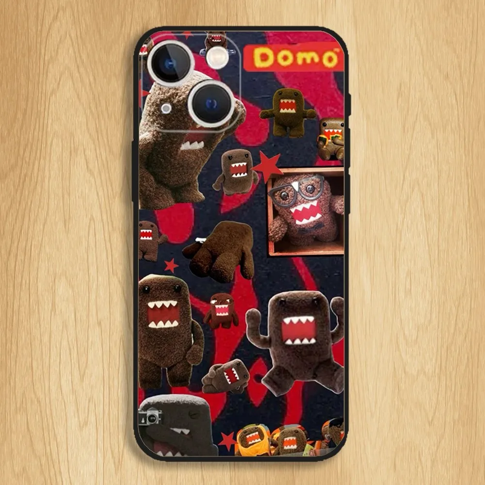 Cute Domo-kun Phone Case For iPhone15,14,13,12,11,Pro,Max,Plus,Mini,X,XS,XR,8,7,6,S,Plus,SE Soft Black Case