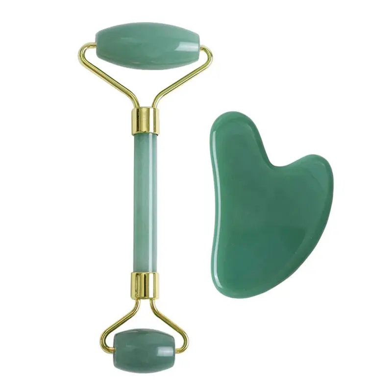 Aventurin Jade Roller Schlaf Augen maske Naturstein Gesichts walze Massage gerät Gua Sha Schaber Kälte therapie Augen Vorhang Schönheit Werkzeuge