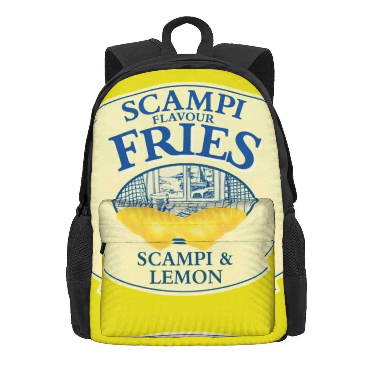 Scampi Fries Hot Sale Schoolbag Backpack Fashion Bags Snack Food Crisps Chips Pub Retro 80S 90S Eighties Nineties Funny Scampi