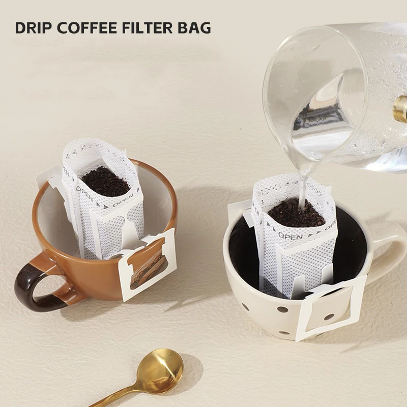 50pcs/bag Hanging Ear Coffee Powder Filter Paper Hand Brewing Filter Bag Thickened Food Grade Hanging Ear Coffee Drip Filter Bag