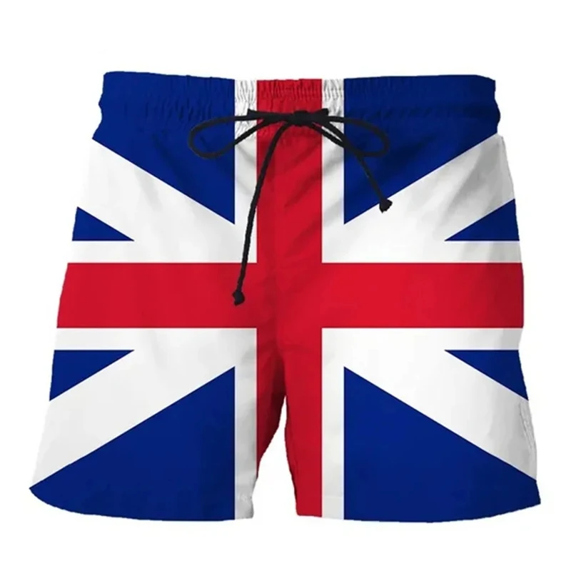 Germany USA UK Flag Beach Shorts Men\'s Print Board Shorts Swimsuit 2024 Summer Hawaii Swim Trunks Oversized Cool Kids Ice Shorts