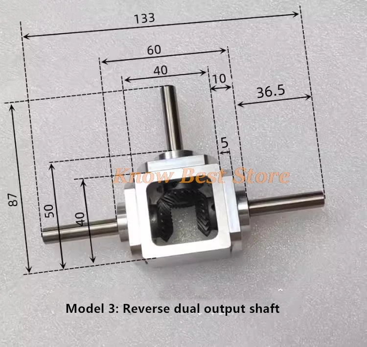 1:1 Cross Commutator Right Angle Drive Gearbox 1M 20T 8MM Spiral Bevel Gear Reducer