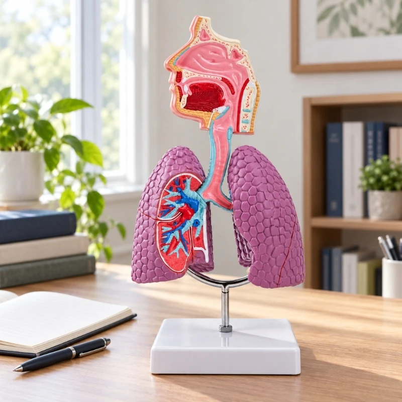 Respiratory System Anatomy Model with Upper Airway, Trachea, and Lungs, Cutaway Views for Classroom Teaching and 896C