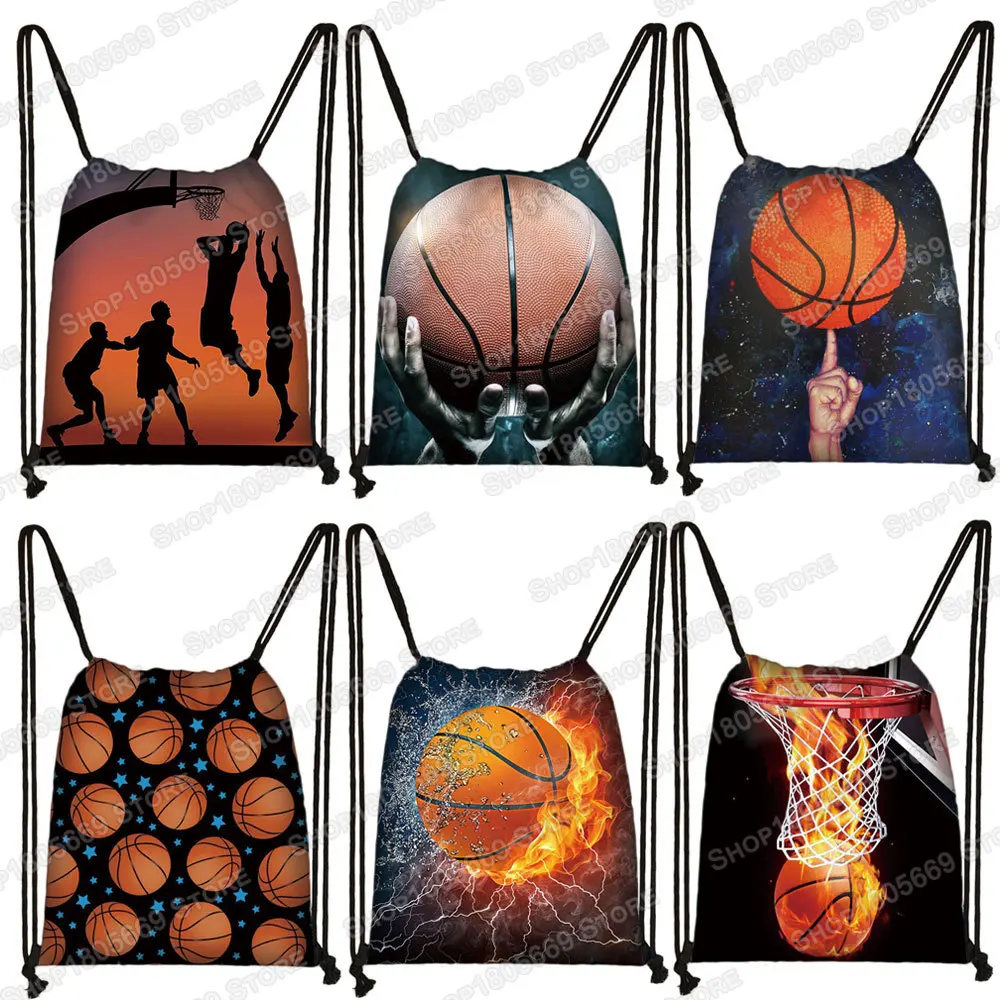

Basketbally Print Backpack Women Men Rucksack Boys Girls Storage Bags for Travel Softball Drawstring Bag Shoes Holder Book Bag