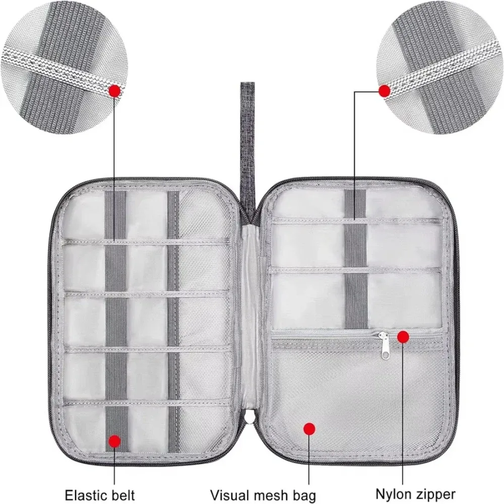1pcs Portable Phone Cable Storage Bag Electronic Accessory Organizer Bag USB Data Cable Charger Plug Waterproof Organizer