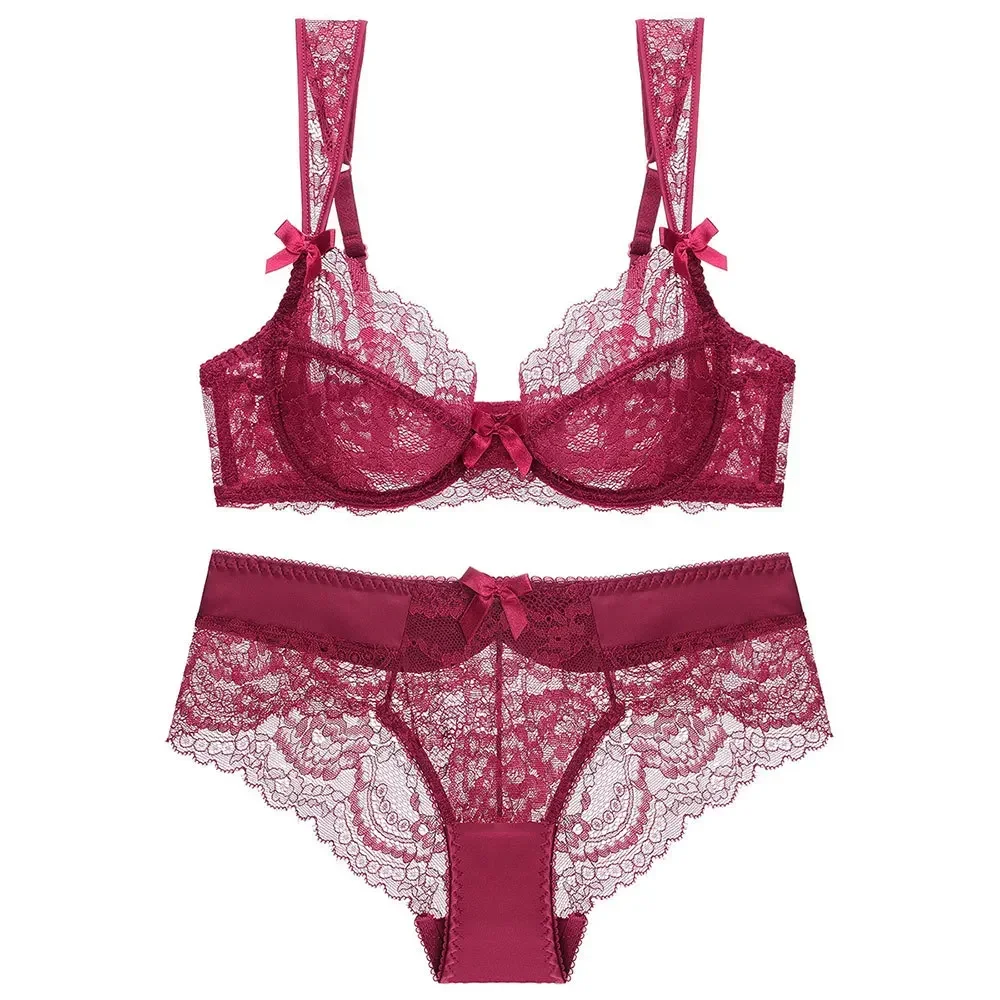 Ensemble de lingerie en dentelle pour femme, soutien-gorge et culotte, sous-vêtements fins et doux, soutien-gorge décontracté pour femme, maille transparente, ensembles brefs, nouveau