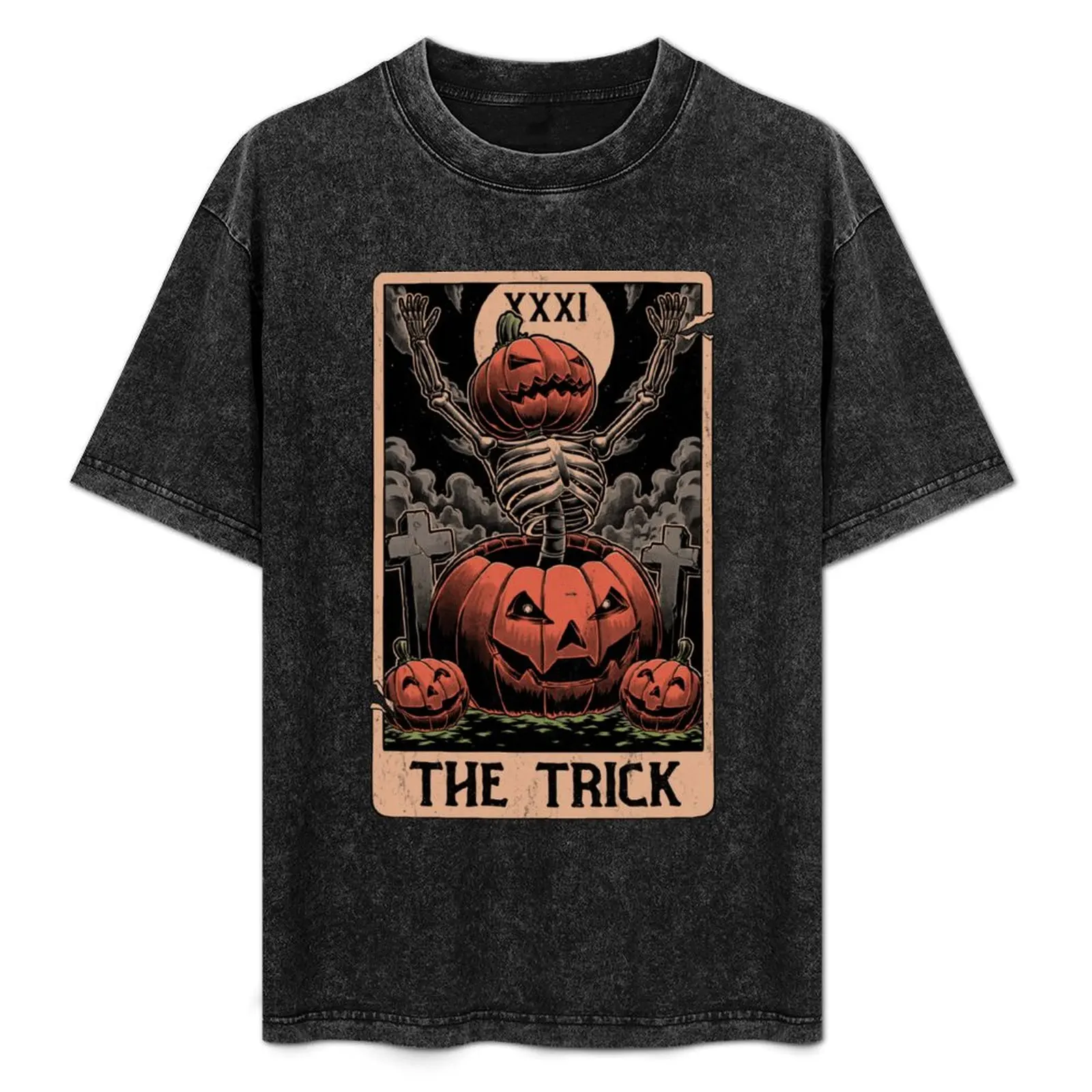 Halloween Tarot Pumpkin Trick T-Shirt for a boy Blouse vintage men clothings