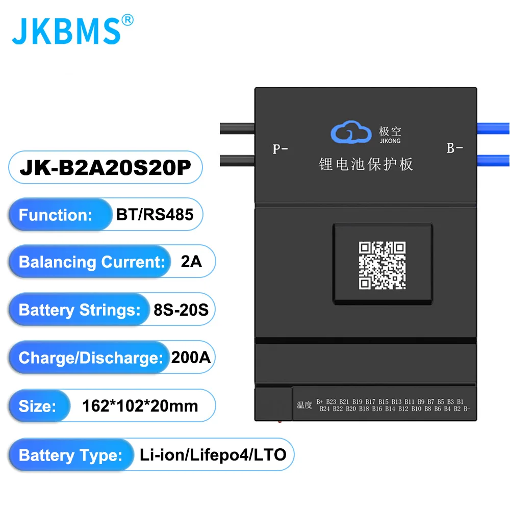 JKBMS JIKONG B2A20S20P BMS 2A BALANS STROOM BMS 200A BT 36 V 48 V 60 V Li-Ion LTO 18650 Batterij Lifepo4 Batterij Opslag Bms