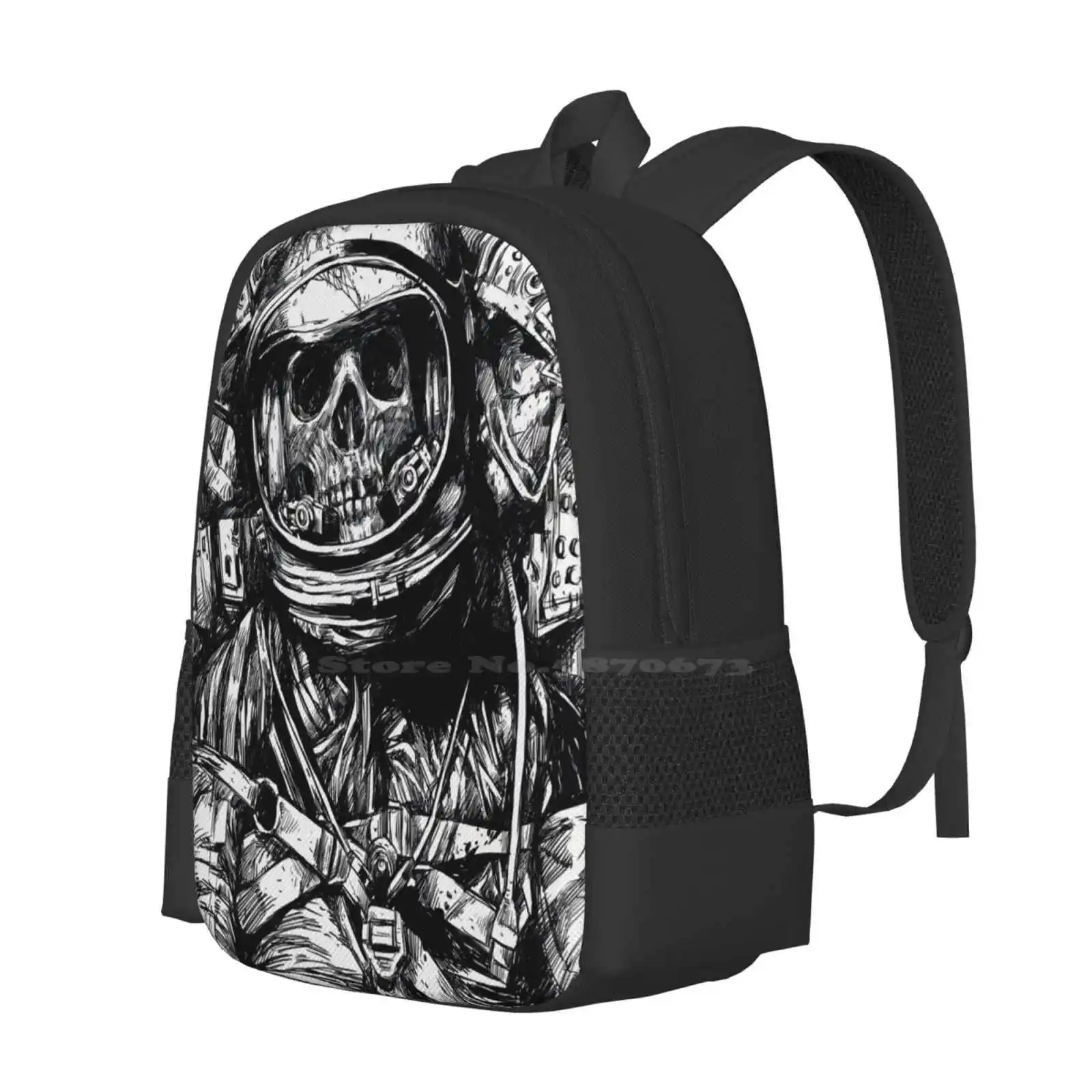 Dead Astronaut Hot Sale Backpack Fashion Bags Abandoned Bones Black And White Astronomy Sci Fi Science Fiction Halloween Scary