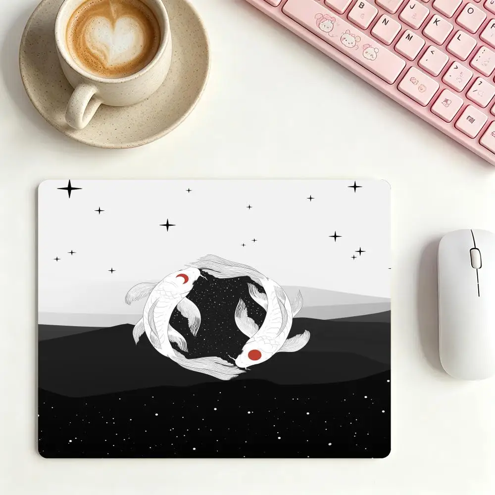 

Koi & Red Plum Blossom Desk Mat, Premium Bound Edge Non‑Slip Mouse Pad
