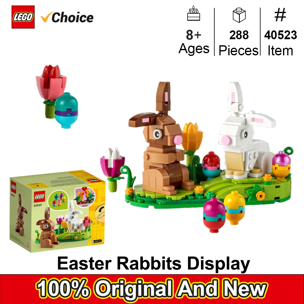 

LEGO 40523 Easter Rabbits Display Building Toy Set, Includes Colorful Easter Eggs and Tulips, Easter Decorations，288PCS