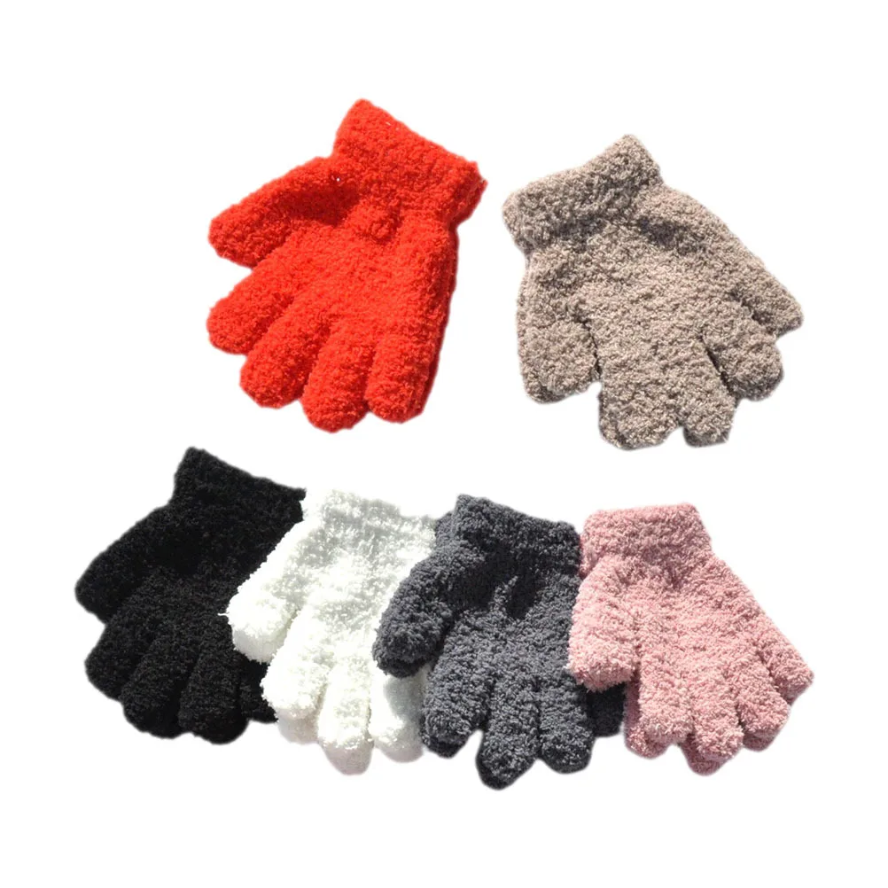 

6Pairs Kids Warm Gloves Thick Knit Winter Children Hand Protection Outdoor Comfortable Stretchy Gift for Boys Girls Daily Use