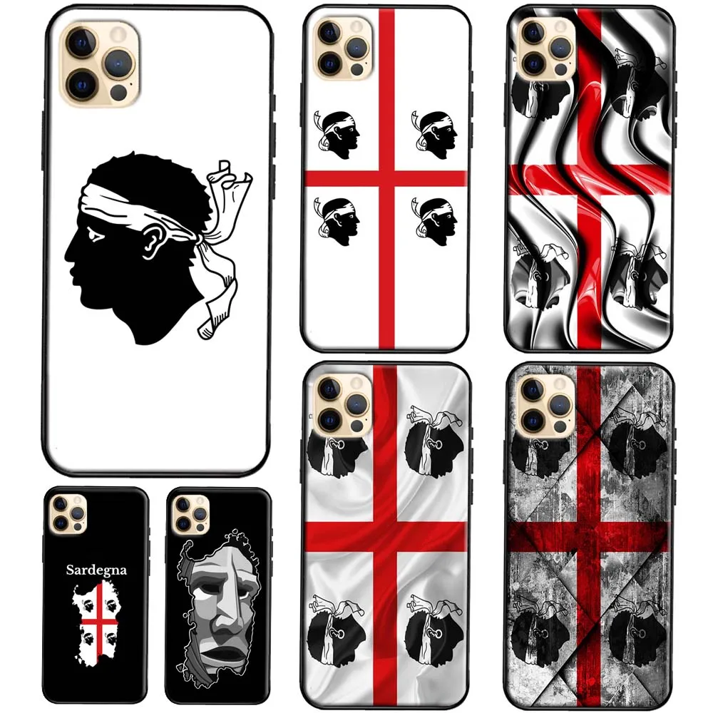 Flag of Sardinia Phone Case For iPhone 13 12 11 14 Pro Max Mini XS X XR 6S 7 8 Plus SE 2020 Soft Cover Case