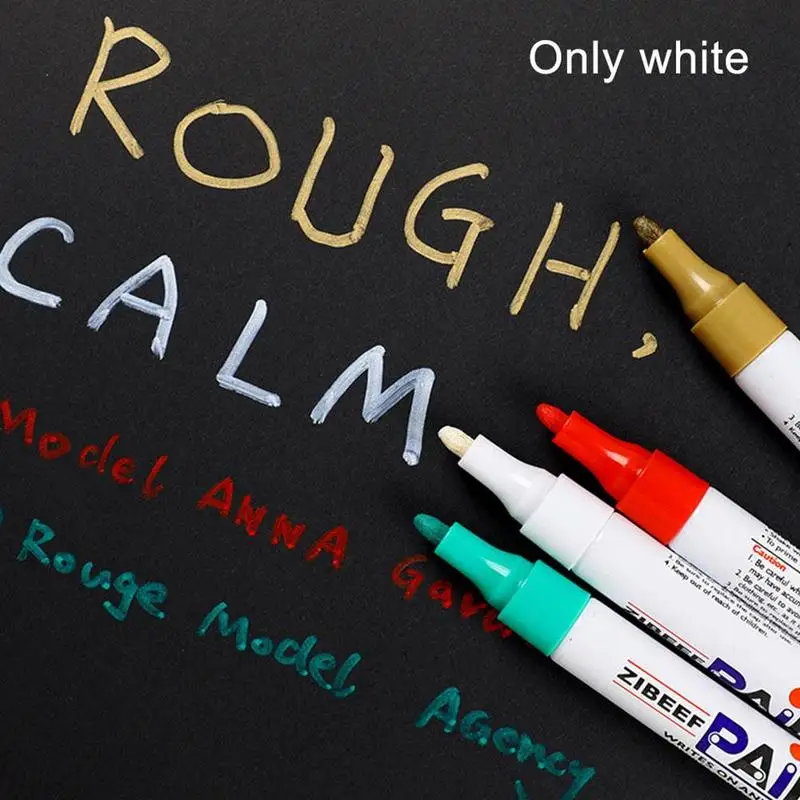 3pcs White Paint Pen Paint Markers Waterproof Car Tyre Oil-Based Paint Pen Set Quick Dry And Permanent