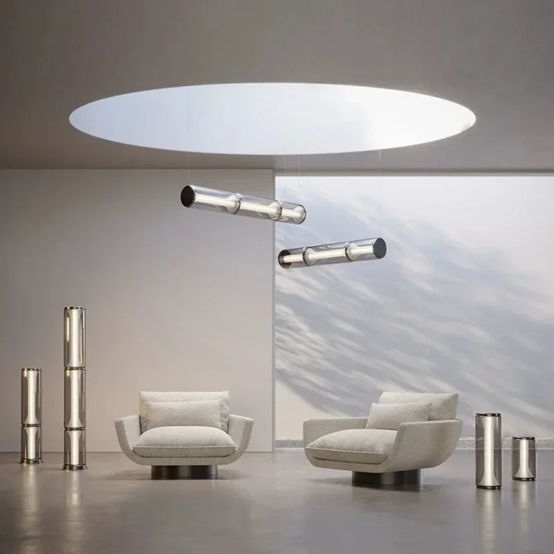 

Nordic Strip Bamboo Joint LED Floor Lamp Glass Vertical Lamp Milan Minimalist Floodlight Living Room Bedroom Sofa Corner Lamp