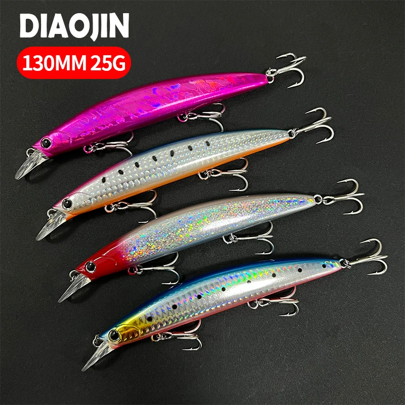 

130mm 25g Long Casting Floating Jerkbait Fishing Lure With Quality Hooks Saltwater Wobbler Minnow For Seabass Perch Carp Pike