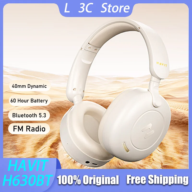 

HAVIT H630BT Over-Ear Wireless Headphones Bluetooth 5.3 FM 40mm Dynamic Noise Reduction Long Range Game Music Earphones Custom