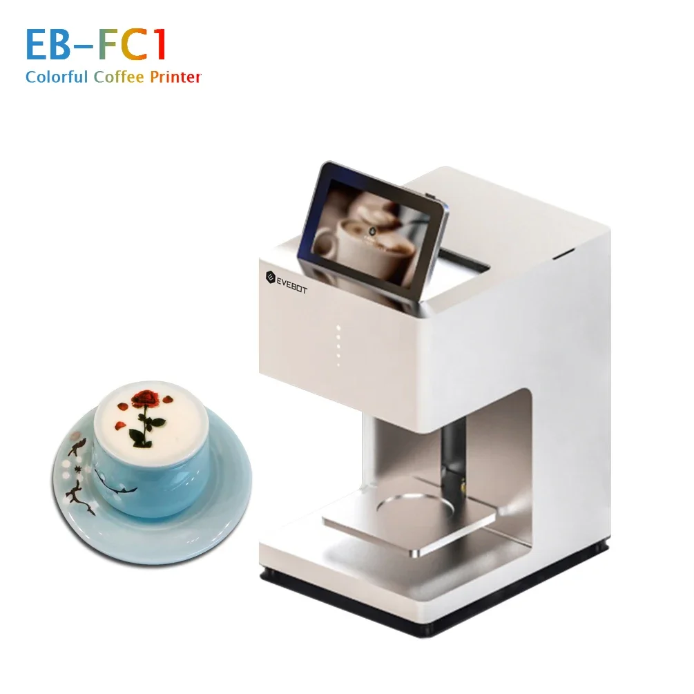 EVEBOT EB-FC1 Full Color Coffee Printer Cake And Food Selfie Coffee Machine With Edible Ink Latte Art Machine Food Printer