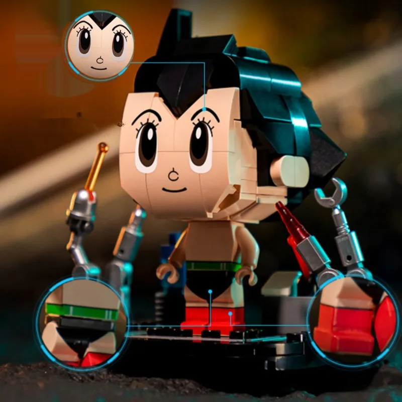 Genuine Astro Boy Mini Assembling Building Blocks Children's Toy Model Collection Ornaments Children's Holiday Gift