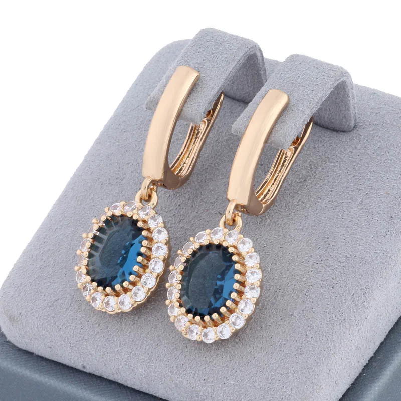 Trendy Gold Color Geometry Drop Earrings for Women Unusual Natural Zircon Accessories Daily Fashion Jewelry