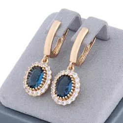 Trendy Gold Color Geometry Drop Earrings for Women Unusual Natural Zircon Accessories Daily Fashion Jewelry