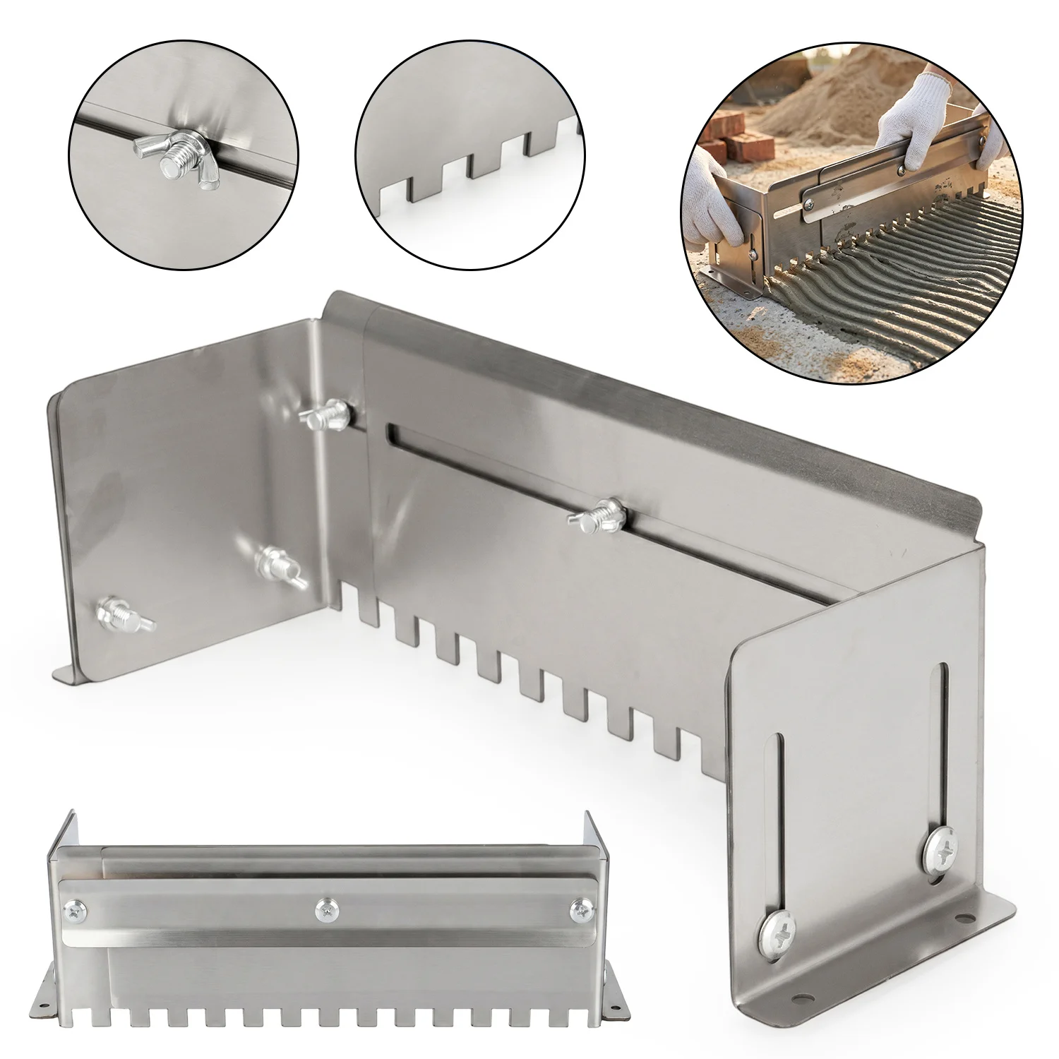 Utensili per piastrelle, spatola per piastrelle, spatola a dentellatura quadrata, applicatore di adesivo per piastrelle, ideale per piastrelle, pavimenti e lavori di muratura, spatola manuale.