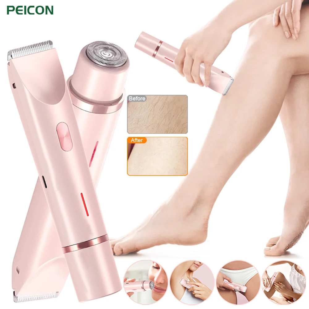 

Electric Razor for Women Bikini Trimmer Facial Mustache Hair Remover Mini 2in1 Double Headed Electric Shaver for Body Armpit Leg