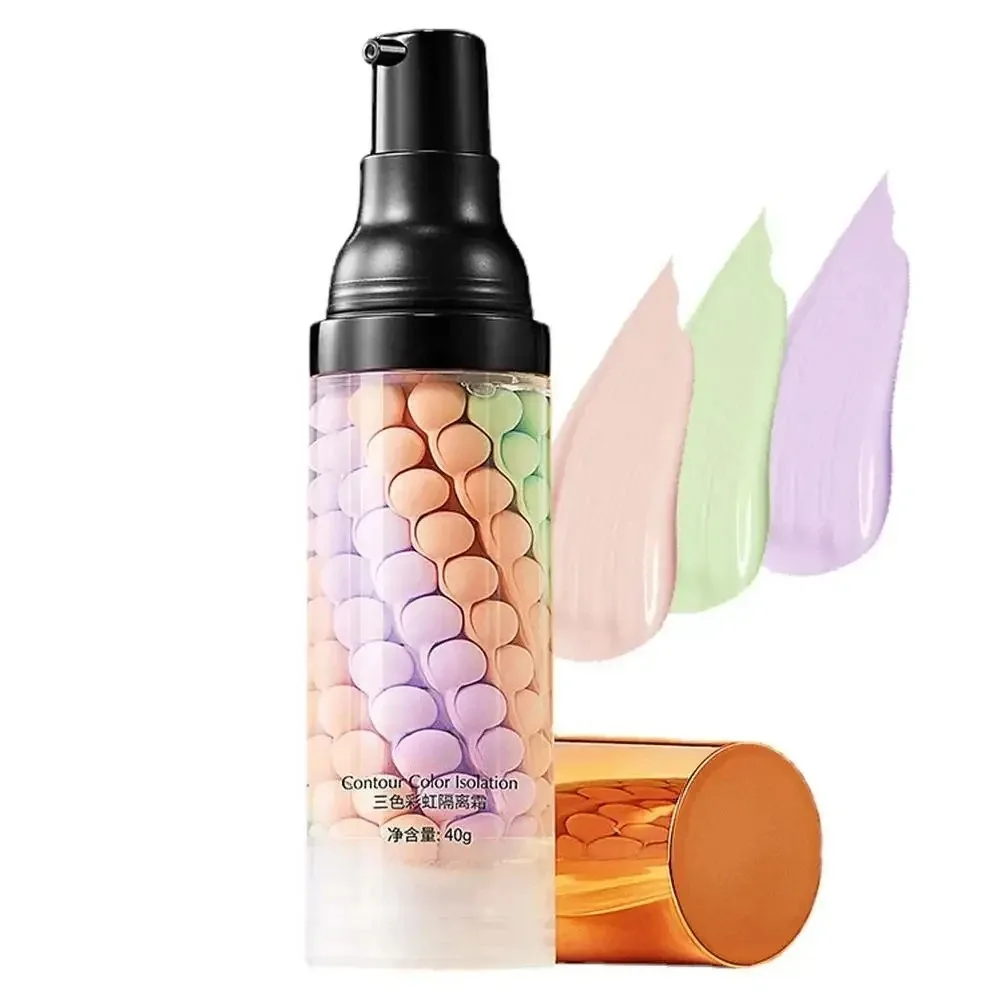 كريم أساس مرطب مكون من 3 ألوان لتغطية كاملة كريم عزل قابل للتنفس غير لزج للتحكم في الزيت كريم أساس للوجه يضيء البشرة