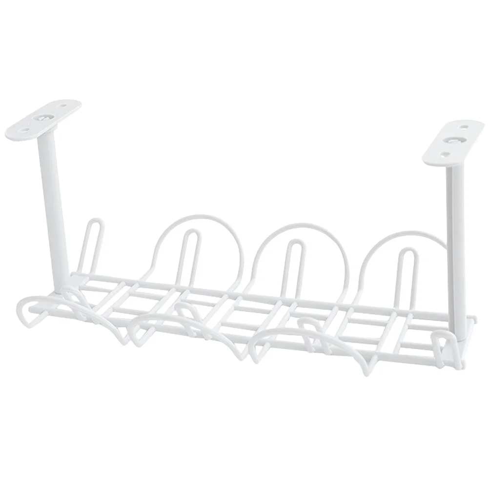 2Pcs Desk Storage Holder Hanging Basket Office Desk Shelf White Simple Design Organizer for Pens Cable Phone