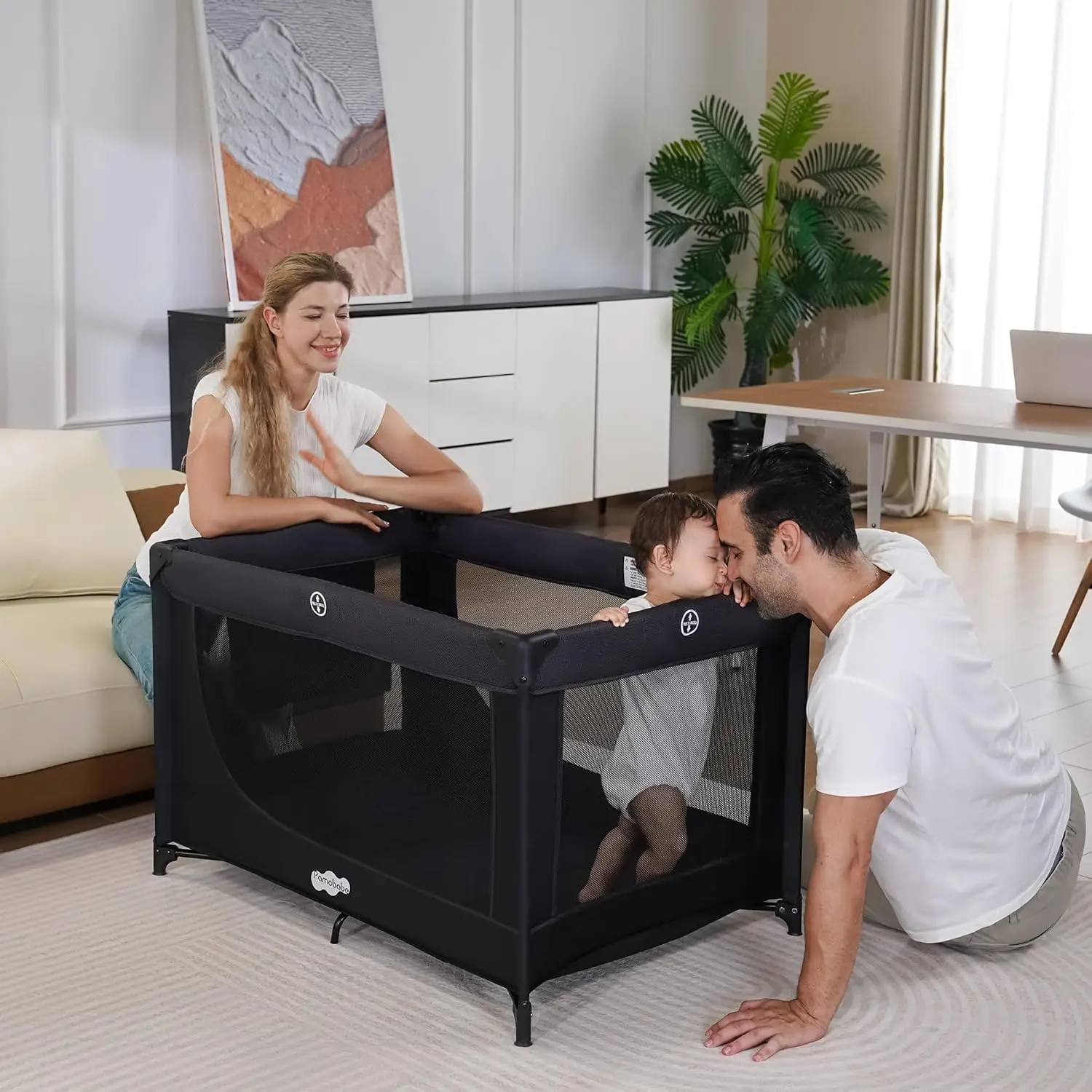 Portable Baby Playpen with Mattress & Carry Bag - Easy Fold Travel Crib for Infants 0-36 Months