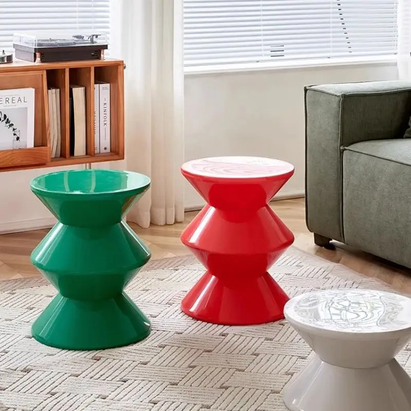 Portable sofa Side table Corner small coffee table INS plastic Round low stool living room change shoes stool nordic furniture