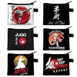 Martial Art Judo / Taekwondo / Karate / Aikido Print Coin Purse Women Wallets Money Coin Bag Key Earphone Holder Purses Gift