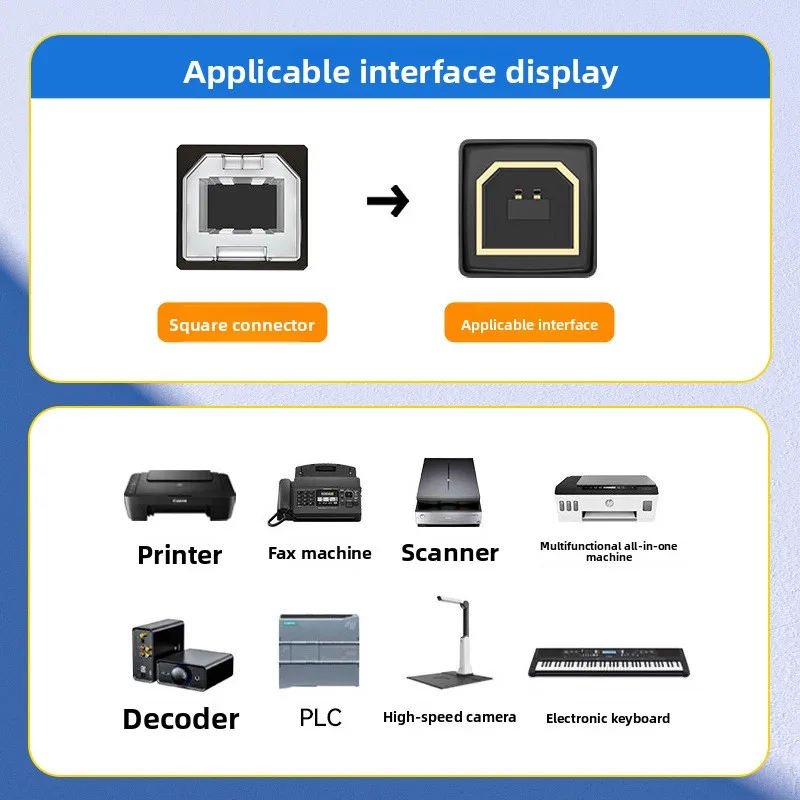 Jinghua USB Print Cable with Chip Oxygen-free Copper Square Port Printer Scanner Data Cable USB2.0 Print Cable