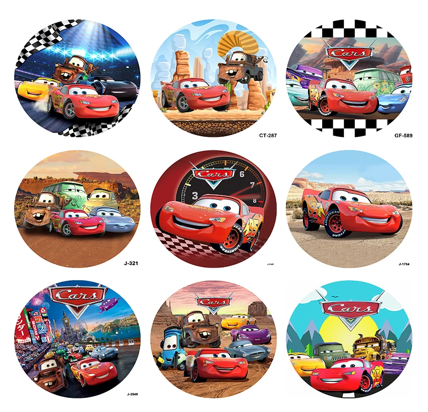 

Racing Cars Mcqueen Theme Round Backdrops Boy Birthday Party Background Elastic Cylinder Pliths Covers Photography Customized