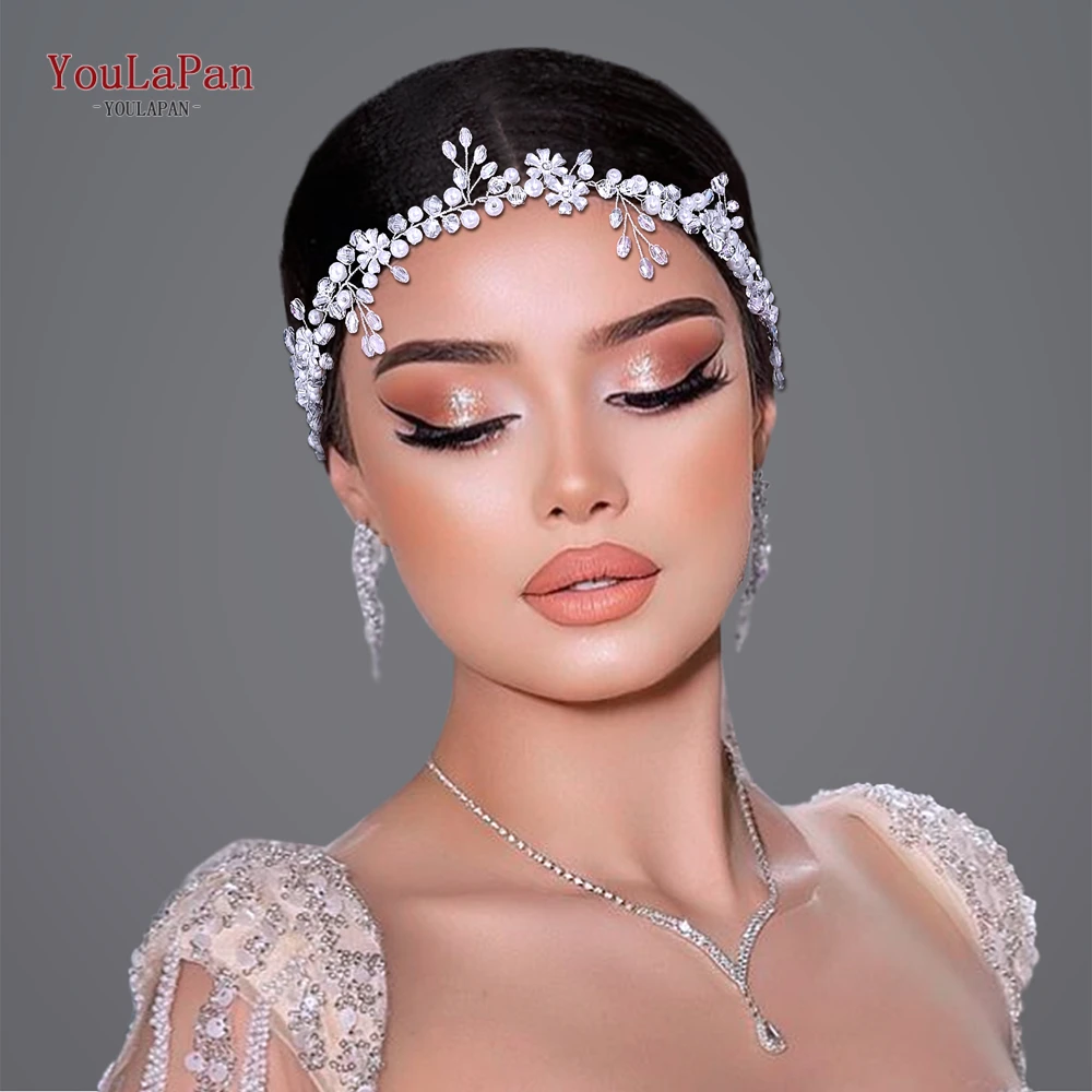 

YouLaPan Trendy Pearl Crysta Bride Headband Tiara Bride Headpiece Wedding Hair Band Hair Accessories Princess Headdress