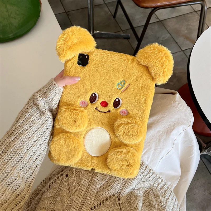 

Fluffy Fuzzy Plush Fur Case Tablet For Apple ipad 10.9 Air6 Pro11 2024 Cute Bear 10.2 10.5 12.9 inch Air 4 5 Mini 6 7th 8th 9th