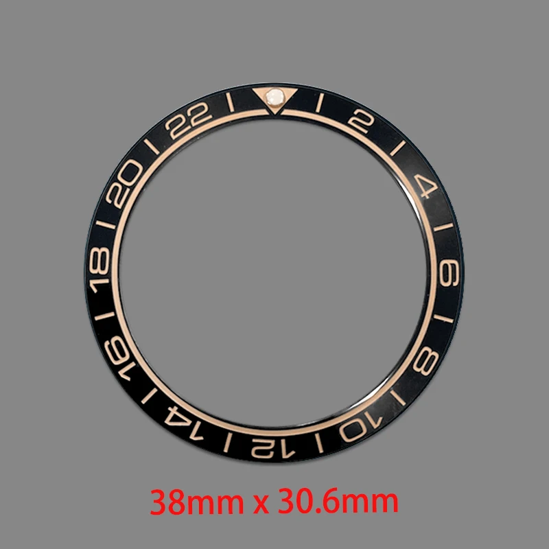 Anillo de inserción de bisel de cerámica inclinable de 38mm × 30,7mm compatible con SKX007 SKX009 SUB GMT caja de reloj NH35 NH36 movimiento reloj de hombre piezas de repuesto