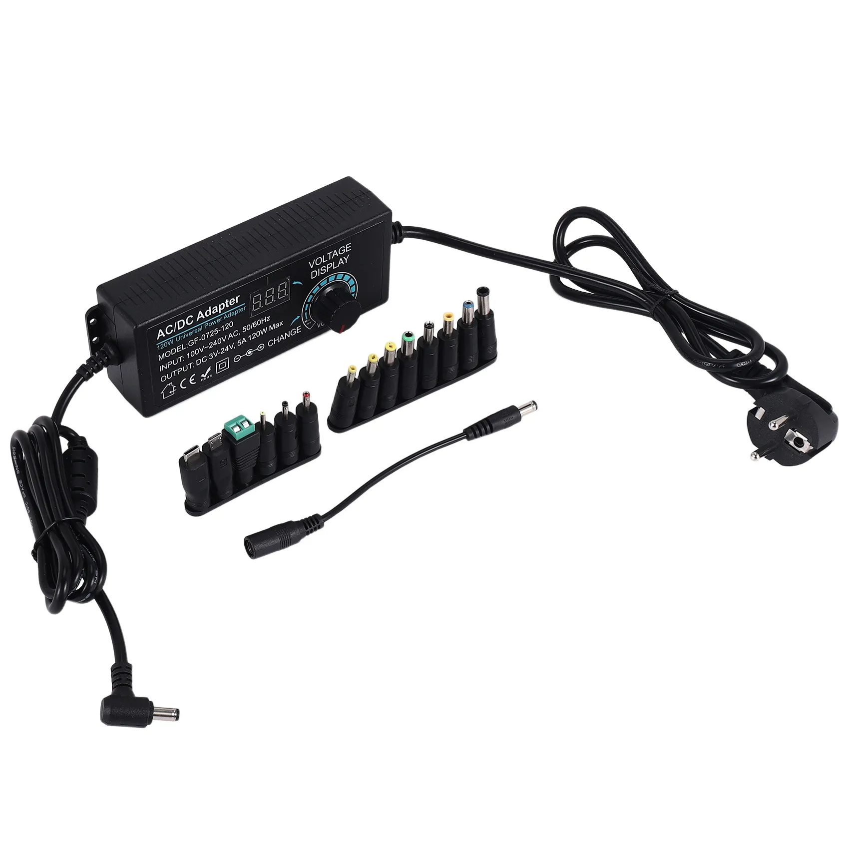 

SUNRI-5A 120W Adjustable Power Supply, Universal Power Supply Adapter 3V-24V 5A Adjustable Power Adapter AC To DC Eu Plug