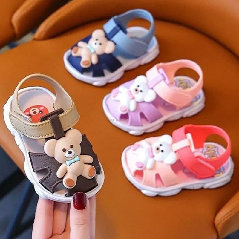 0-3Y Anti Slip Soft Sole Outdoor Children Walking Shoes Cute Cartoon Bear Boys Girls Baby Sandal Waterproof Infant Kids Sandals