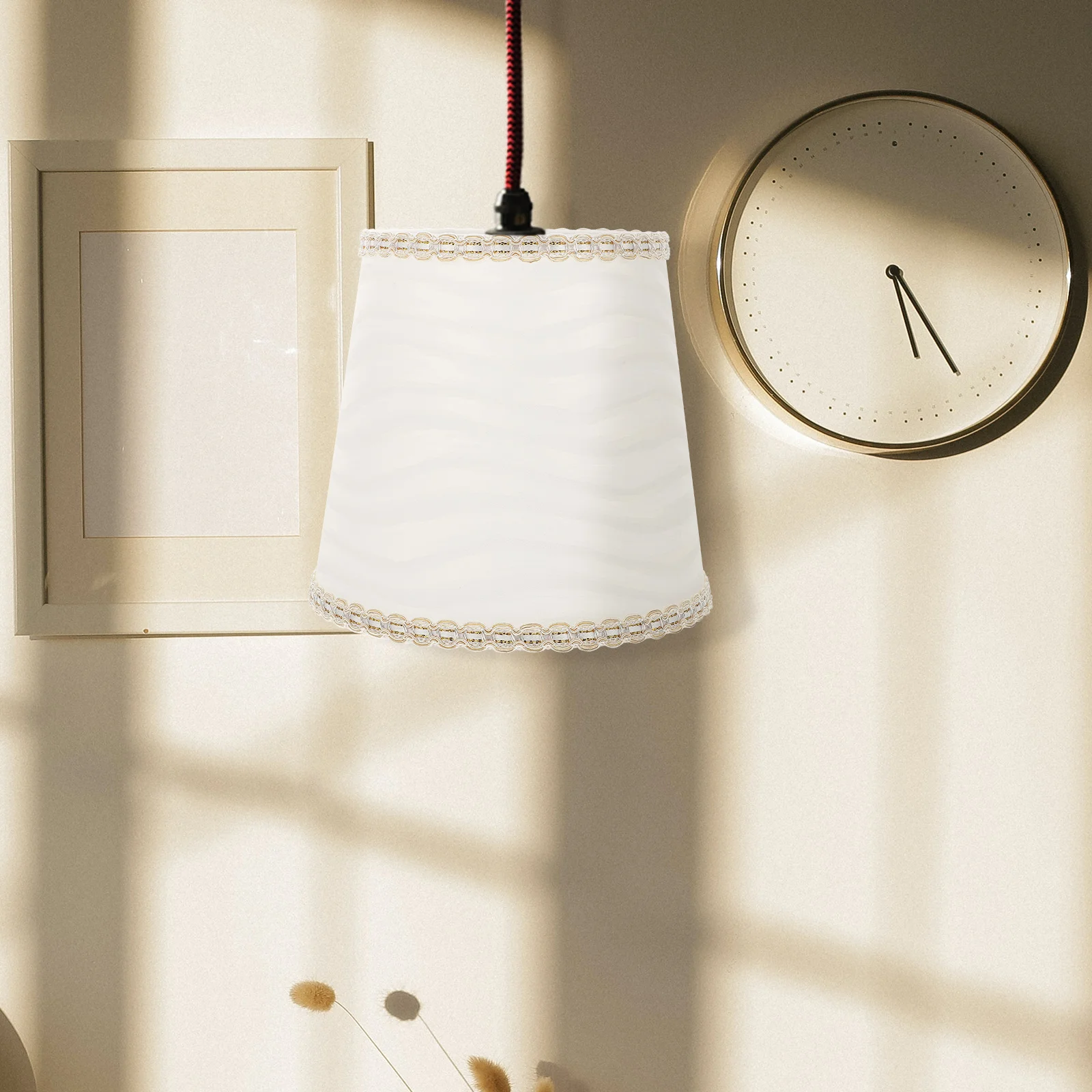 

Fabric Lampshade Household Decorative Light Cover Scalloped Shades Office Ch Desk Pendant Lamp Light Cover Cloth Art