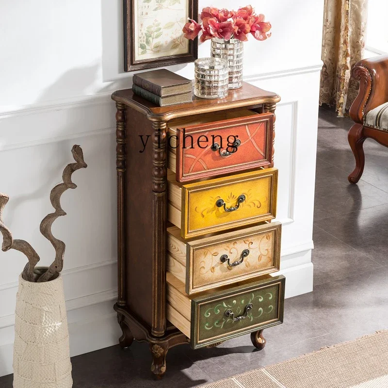 t-20 wood chest of drawers American country painted all solid wood living room corridor decorative cabinet bedroom locker