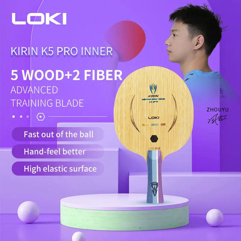 

LOKI K5 PRO Лезвие для настольного тенниса 7-слойное 5-слойное деревянное 2 карбоновых весла для пинг-понга с 2 углеродными волокнами OFF+ Ракетка для настольного тенниса с коробкой