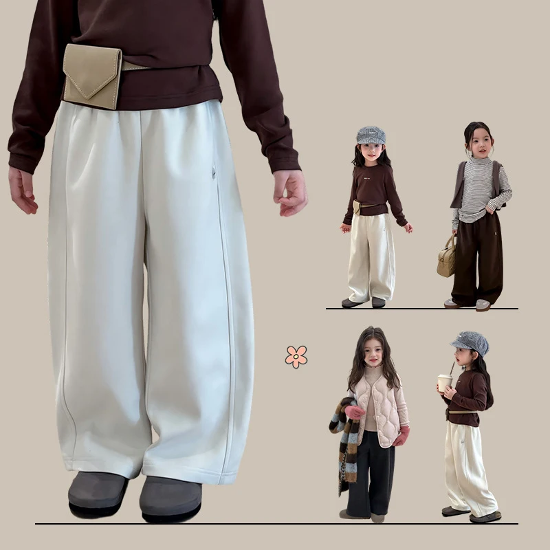 

Kids Baby Girls Woolen Pant New Winter Solid Color Thicken Warm Toddler Girls Wide Leg Pant Elastic Waist Infant Girls Pant