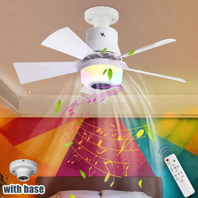 

Интеллектуальный потолочный вентилятор-светильник 4-в-1 RGB E27 с динамиком, режимом диммирования, 3-скоростным пультом ДУ и 5-скоростным вентилятором для вечеринок, баров и дома