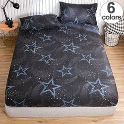 Super Soft Brushed Polyester Bed Fitted Sheet - Modern Galaxy Print, Hypoallergenic, Cozy, Drift to Sleep Under the Stars