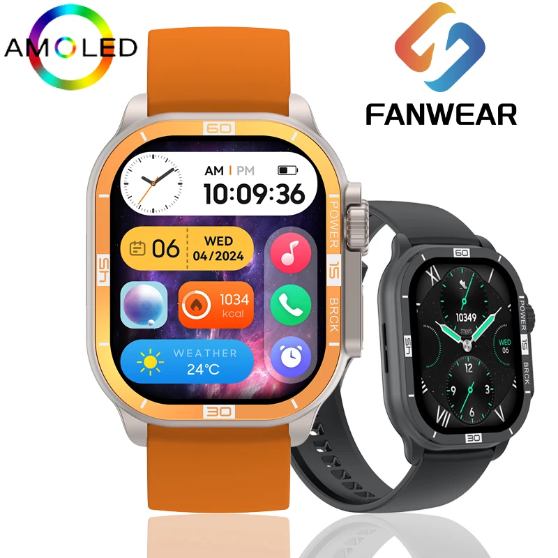 2024 NEW 2.06 Inch AMOLED Smartwatch Support AOD 100 Sports Modes IP68 Waterproof Smart Watch Men Women PK Ultra Series 8